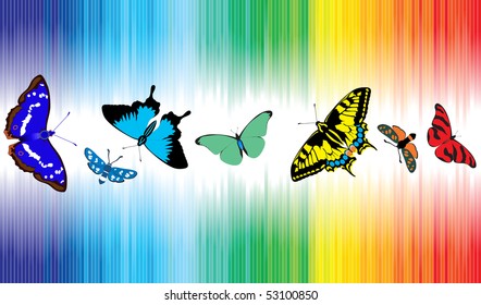 background rainbow butterflies