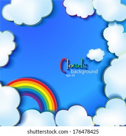 Background with rainbow and clouds