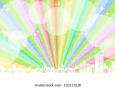 Background of rainbow colored city streets
