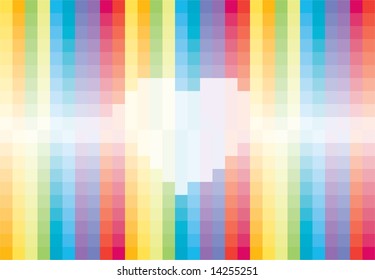 Background with the rainbow colors and a heart symbol in the middle