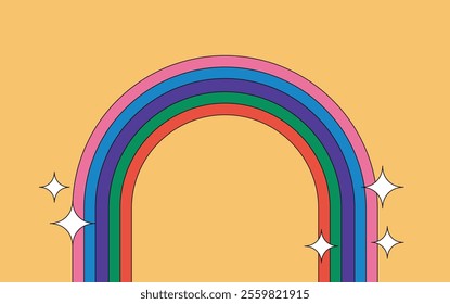 Background  rainbow curve retro unique design