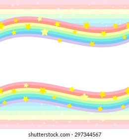 Background with rainbow and stars in the form of a wave