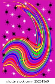 background rainbow with stars, vector illustration