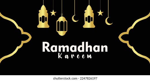 Background Ramadan Kareem BlackcGold Green