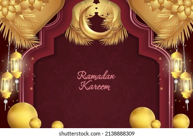Hintergrund Ramadan Kareem Islamischer Luxus in Rot und Gold