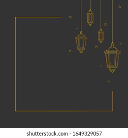 background of ramadan kareem with lanterns hanging outlines vector design