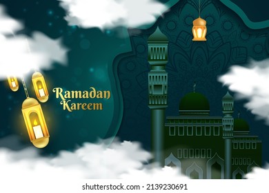 Antecedentes Estilo Ramadan Kareem Mezquita y elemento verde islámico