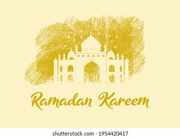 Background ramadan kareem yellow, Ied Mubarak
