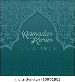 Background of RAMADAN patterns on modern Arabic designs.