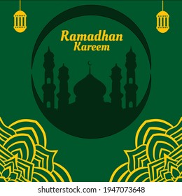 vector de ramadán de fondo con color verde adorno