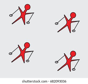 Background with a rapidly running skier, pattern               