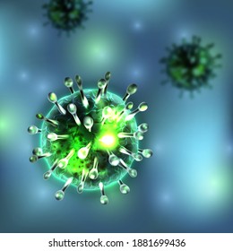 Background with realistic 3d viruses cells. Medical concept. Coronavirus 2019-nCoV  background.