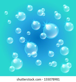 Background With Realistic Air Bubbles Under Water