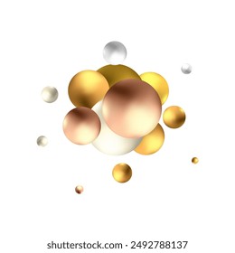 Background with realistic balls, transparent glossy bubbles. Abstract minimal design. Vector illustration