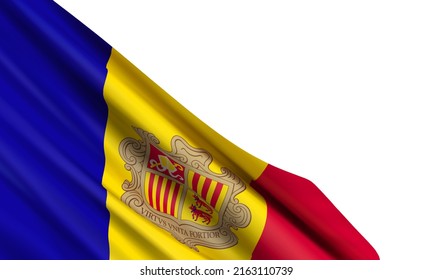 Background with a realistic flag of Andorra. Vector element for Constitution Day observed on March 14th.