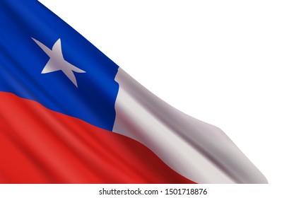 Background with a realistic flag of Chile isolated on white background. Vector element for Navy Day, National holiday, Army Day.