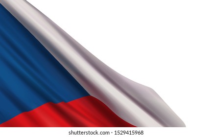 Background with a realistic flag of the Czech Republic isolated on a white background. Vector element for Restoration Day of the Independent Czech State, Independent Czechoslovak State Day.