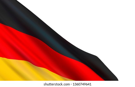 Background with realistic flag of Germany on white background. Vector template for German Unity Day, Constitution  Day, Labour Day, German Language Day.