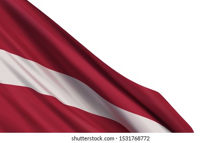 Background with a realistic flag of Latvia. Vector element for Declaration of Independence Day, National Day.