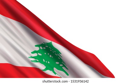 Background with a realistic flag of Lebanon. Vector element for Liberation Day, Independence Day.