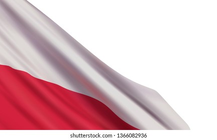 Background with realistic Flag of Poland on white background. Vector element for Day of the Flag, Constitution Day, Independence Day.
