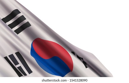 Background with a realistic flag of South Korea. Vector element for Independence, Movement, Memorial, National Liberation, National Foundation, Hangul Days.