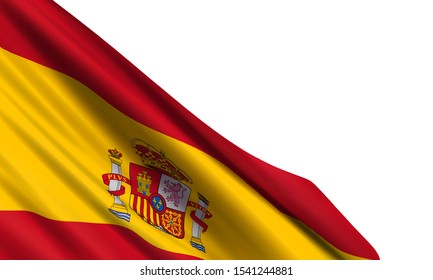 Background with a realistic flag of Spain. Vector element for Hispanic Day, Constitution Day.