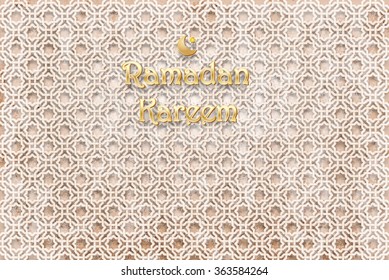 background realistic gold Arabian pattern on ancient wall. Ramadan Kareem. vector illustration