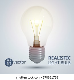 Background with realistic image of luminant incandescent bus magically hanging in vacuum on bright background vector illustration