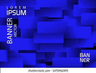  Background of realistic rectangles.Abstract blue squares vector.