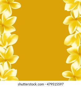 Background with realistic vector Frangipani flower