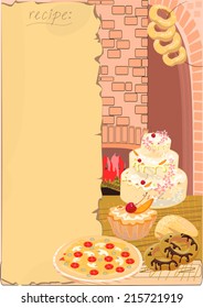 Background with the recipe and baking