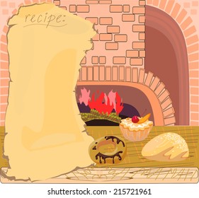 Background with the recipe and baking