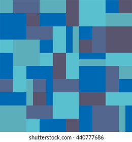 Background rectangles and squares. Blue color. Style Patchwork and Quilt. Pixel art.  Quilt pattern