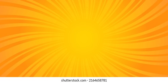 Fondo de las vigas de sol de forma rectangular. Diseño amarillo giratorio con rayas naranjas.