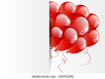 Background with red balloon with place for text