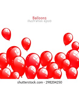 background with red  balloons, Color background with glossy balloon