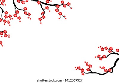 Background Red Black Cherry Branch On Stock Vector (Royalty Free ...