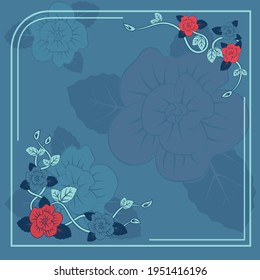Background with red and blue flowers