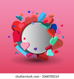 Background of red and blue hearts