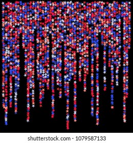 Background with red and blue stars. Holiday graphic design. USA Independence Day or Presidents Day star pattern in American flag colors.
