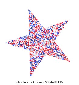 Background with red and blue stars. Holiday graphic design. USA Independence Day or Presidents Day star pattern in American flag colors.
