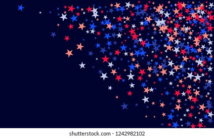 Background with red and blue stars. Holiday graphic design. USA Independence Day or Presidents Day star pattern in American flag colors.