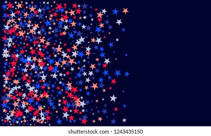 Background with red and blue stars. Holiday graphic design. USA Independence Day or Presidents Day star pattern in American flag colors.