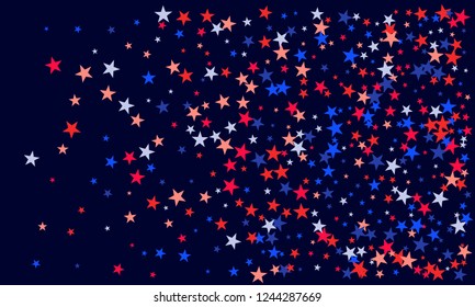 Background with red and blue stars. Holiday graphic design. USA Patriot Day star pattern in American flag colors.