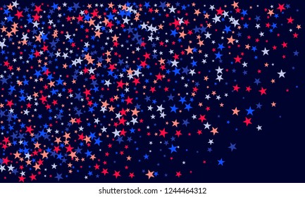 Background with red and blue stars. Holiday graphic design. USA Patriot Day star pattern in American flag colors.