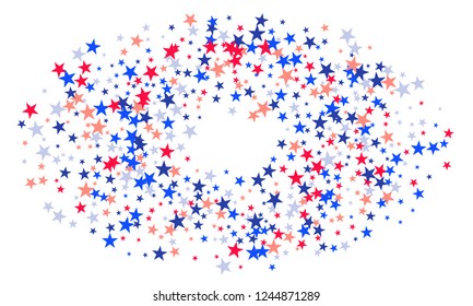 Background with red and blue stars. Holiday graphic design. USA Independence Day or Presidents Day star pattern in American flag colors.
