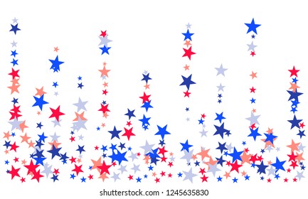 Background with red and blue stars. Holiday graphic design. USA Patriot Day star pattern in American flag colors.