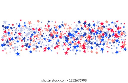 Background with red and blue stars. Holiday graphic design. Red blue stars American patriotic graphics.