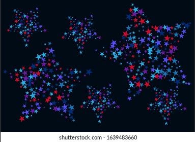 Background with red and blue stars. Holiday graphic design. Red blue stars American patriotic graphics.